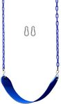 Shopster Heavy-Duty Outdoor Swing Seat with Snap Hooks, Flexible Swing Set Accessories for Playground, 5 Feet / 60 Inches Plastic Coated Chains - Safe & Comfortable Swing Set for Kids & Adults - Blue