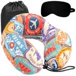 Trajectory Travel Neck Pillow Memory Foam 3 in 1 Combo with Eye Mask and Carry Bag Combo for Travel in Flights Train Airplane for Sleeping and Orthopedic Neck Pain for Men and Women (Monument)