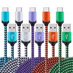 5pack-6ft USB C Cable for iPhone 16 Pro Max 15Pro Plus, Type C Cable Fast Charging Phone Charger Braided Android Cord for Samsung Galaxy S24 A15 5G Google Pixel 9 Pro XL/8/7 USBC Wire USB A Cords