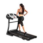 PowerMax Fitness TDM-98 (4.0HP Peak) Foldable Motorized Treadmill for Home 100 kg Weight, Max Speed-10kmph, Preset Programs, HR Sensors, AUX with Volume +/- keys for Inbuilt Speaker, USB, LED Display