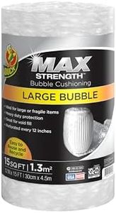 Duck Max Strength Bubble Cushioning Wrap for Moving & Shipping, 15 FT, Large Bubble Packing Wrap for Heavy Duty Protection Packaging Boxes, Clear Bubble Roll Moving Supplies, Perforated Every 12 IN