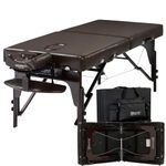 Master Supreme Massage 31 Inch Extra Wide Portable Massage Table, Supreme LX SPA Salon Facial Beauty Bed, Easy Set Up, 3" Thick of Memory Foam, PU Upholstery (Coffee)