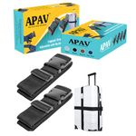 APAV Luggage Straps Belt Heavy Duty Adjustable with Buckle Clips for Suitcase | Trolleys and All kind of Luggages | for Traveling Business/Leisure Trip (Pack of 2 (Black))