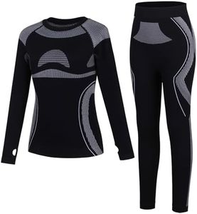 beautyin Kids Quick-drying Thermals Top Bottom Set Base Layer Kids Long Underwear Cold Winter Black/Grey