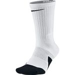 NIKE Unisex Dry Elite 1.5 Crew Basketball Socks (1 Pair), White/Black/Black, Small