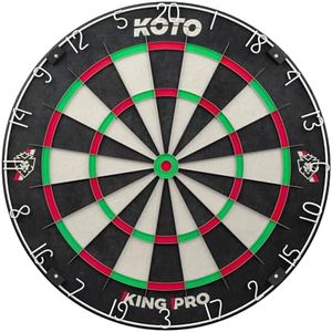 KOTO - King Pro Dartscheibe (Offizielle Turniermaße) Afrikanische Sisal & Borsten Dartscheibe, Inkl. Slim Wire Technologie, Klammer & Klammerfrei