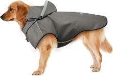 Dog Raincoats Waterproof Dog Coat for Large Dogs, Ayaseen Soft Lightweight Hooded Rain Coats with Leash Hole/Reflective Strip, Adjustable Dog Rain Coat with Hoodie Raincoats for Dogs Walking (Gray, L)