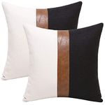 Throw Pillow Covers 18x18, Decorative Square Throw Pillow Cover, Faux Leather Boho Cushion Covers Pillowcase, Home Decor Decorations for Sofa Couch Bed Chair Car, Set of 2