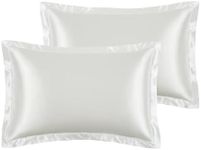 White Satin Pillowcases Standard/Queen Size, 2PCS Satin Silk Pillow Cases for Hair and Skin, Soft Smooth Texture Pillow Covers with Envelope Closure, Gifts for Women Men (48 * 74cm, White)