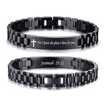 VNOX Personalized Religious Jewelry-Engraved Inspirational Christian Faith Bible Verse Quote Wristbands Elegant Link Bracelet Encouragement Gift,Cassic Watch Band Strap Design, 0.4*8.2 inches,