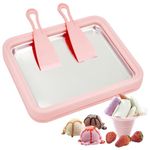 Wtrtr Ice Cream Roller Maker，Ice Cream Roll Dessert at Home，Ice Plate Ice Cream Roller Plate Anti-Griddle Pan with 2 Spatulas Easy Homemade Rolled Ice Cream, Frozen Treat Maker (Big Pink)