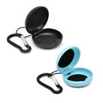 LICQIC 2 Pcs Earplug Case, Ear Plug Carrying Cases Portable Loop, with Travel Keychain for Travel, Outdoor Activities, Keychain, Earbud Storage (Black+Blue)