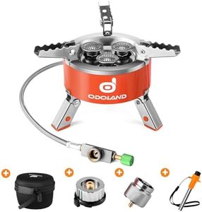 Odoland 5000W Camping Stove, Windproof Adjustable Lightweight Backpacking Gas Stove, Portable Camp Propane Burner Stove with EVA Box for Outdoor Camping Hiking