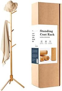 CRAFT KITTIES Coat Rack, Wooden Coat Rack Stand with 3 Height Options & 8 Hooks, Sturdy Freestanding Coat Rack for Clothes/Bags/Hats, Coat Rack for Home/Office/Entryway/Hallway (M05-1750-F01S1)