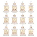 Romadedi Tealight Candle Lanterns Decor - 12 Pcs Vintage White Small Hanging Decorative Lanterne for Tea Light Wedding Table Centrepiece Christmas Decorations