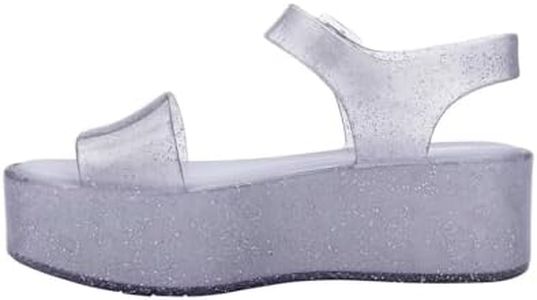 Melissa Mar Women's Sandals - Trendy & Comfortable Platform Sandals for Women, Wedge Sandals, Dressy Summer Sandals, Women's Jelly Shoes with Adjustable Ankle Strap, Jellies, Glitter Clear/Lilac, 5