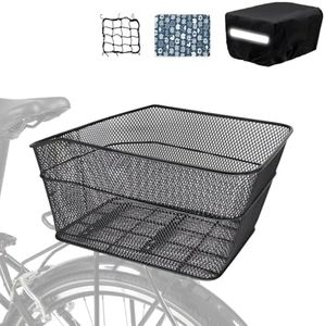 MATTISAM Rear Bike Basket, Tool-Free Install, Dog/Pet Carrier, Ebike Electric Bicycle Back Cargo Basket, Fits Most Rear Racks, with Waterproof Cover, Cargo Net