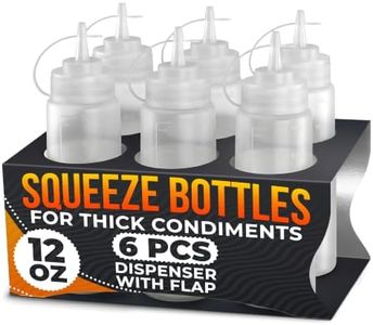 6-Pack Plastic Condiment Squeeze Bottles 12oz – Refillable Squirt Bottles with Narrow Tip, Leak-Resistant | Great for Oil, Sauces, Ketchup, Mayonnaise, Syrup, Dressing, BBQ Stations & Catering Use