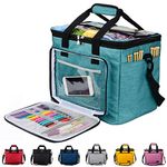 Hoshin Knitting Bag for Yarn Storage, Portable Crochet Tote Bag Yarn Organizer for Crochet Patterns and Hooks, Needles, Skeins of Yarn-Enjoy Knitting/Crocheting Anywhere(Green)