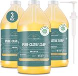 WHOLENATURALS Pure Castile Soap Liquid, EWG Verified & Certified Palm Oil Free Unscented, Natural, Mild & Gentle Non-gmo & Vegan - Organic Body Wash, Laundry, Pet/Dog and Baby Soap -Pack of 3 w/pump