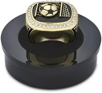 Express Medals 2024 Champion Soccer Trophy Ring in Size 6 with Award Display Stand Trophies Rings Girls Boys Mens Womens Youth Teen League Finalist Runner up