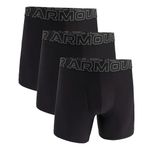 Under Armour Men's 3-Pack Performance Tech Boxer Brief with 6" Inseam, Breathable, Moisture Wicking, Soft Touch, All-Day Comfort, Black, Black, M