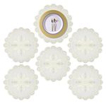 Kuber Industries Placemat | Dining Table Placemat | Center Table Mats | Round Plain Net Placemat Set | Side Table Placemats for Hotel-Home Décor | 20 Inch | Pack of 6 | White