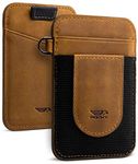POCKT Card Holder Wallet For Men and Women - Slim Minimalist Front Pocket Wallet Elastic Credit Card Holder Genuine Leather RFID Blocking Card Case Wallets, Vintage Tan
