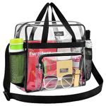 MAY TREE Clear Bag for Stadium Events 12×6×12 Clear Tote Lunch Bag with Reinforced Straps for Work and Sporting Events, Black, large, Stadium