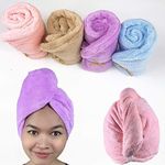 SPEEDIDOO Quick Drying Hair Towel - Microfibre Fast Absorbent Than Normal Cotton Towel - Anti Frizz Bath Towel For Kid Girl Women Curly Thick Long Hair - Wrap Turban Turbie Twist Microfiber (Pink Purple)