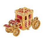 QIFU Vintage Hand Painted Royal Carriage Style Hinged Jewelry Trinket Box, Unique Gift Home Decor, Decorative Ornament Your Collection