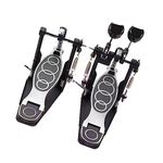 Bass Drum Pedal, Double Chain Drum Step on Hammer Zinc Aluminum Professional Double Drum Foot Kick for Kick Drum Set and Electronic Drums(Pedal)