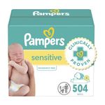 Pampers Sensitive Baby Wipes, Clinically Proven, Water Based, Hypoallergenic and Unscented Baby Wipes, 504 Baby Wipes Total (6X Flip-Top Packs)