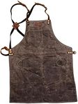 Breeo Waxed Canvas Apron | Leather Straps | D Rings & Pockets | Adjustable Straps
