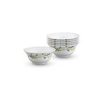 Larah by Borosil Cripper Opalware 6 pc Veg Bowl Set | 210 ml (4.5 Inch) Each | Microwave & Dishwasher Safe, Bone-Ash Free | Crockery Set Ideal for Daily Use & Gifting, White