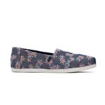 TOMS Embroidered Floral Navy Slip Ons