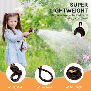 Expandable 75FT Garden Hose – 3-Layer Latex, No-Kink, 10-Function Nozzle, Metal Connectors