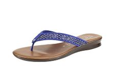 ITALIAN SHOEMAKERS Women's Zenni Low Wedge Open Toe Glitter Fashion Thong Sandal for Women, Blue, 6 UK