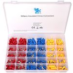 H&S Crimp Connectors 520pcs Electrical Connectors Assorted Insulated Crimp Terminals Kit Pack Spade Bullet Butt Fork Wire Connectors