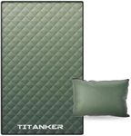 Titanker Outdoor Picnic Blankets, Camping Blanket Waterproof Blanket and Outdoor Pillow 2-in-1, 83''X 55'' Stadium Blanket with Storage Bag Car Blanket for Hiking, Bonfire, Gradient Green