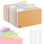 ZMCYN 12 Pack 720 Pcs 3x5 Inches Tabbed Index Cards, Colorful Ruled Revision Flash Cards with 12 Binder Rings, Assorted Colored Lined Flashcards Note Taking Cards for Office School to Do List