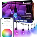 Nanoleaf Essentials Matter Smart Multicolor Outdoor String Lights Smarter Kit with Addressable RGBICW LED Bulbs, White and Color-Changing, Wi-Fi + Bluetooth, IP 65 Water Resistant (49ft (20 Bulbs))