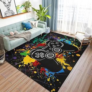 Capslpad Gaming Rug for Boys Room 150x200cm Machine Washable Gamer Controller Area Rugs Non-Slip 3D Printed Gamepad Kids Play Mat Short Pile Floor Carpet Rugs for Boys Teens Bedroom Living Room Decor