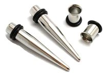 PAIR of 316L Steel Tapers and Tunnels Ear Stretching Kit gauges gauging plugs CHOOSE 0g-14g (00g)