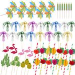 Ailvor Cocktail Accessories for Drinks, 140pcs Cocktail Decorations, Paper Umbrellas, Sparkler Sticks, reuseable Paper Straws, Cocktail Accessories Party Pack for Beach, Birthday, Wedding