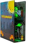 Roroom DIY Miniature and Furniture Dollhouse Kit,Mini 3D Wooden Doll House Craft Model with LED,Creative Room Idea for Halloween Birthday Gift(Spooky Alley)