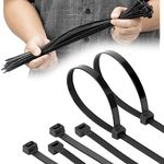 Armpow 50pcs 450mm x 9mm Long Heavy Duty Cable Tie Wide UV Resistant 80KGS/175LBS Tensile Strength for HVAC Outdoor Construction,Ultra Strong Self Locking Extra Long Zip Tie Wraps(Black)