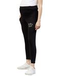 BLINKIN Women Maternity Pants For Pregnancy | Over The Belly Maternity Relaxed Leggings For Women (Black), 2XL