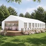 Binplax Party Tent 20x60 Canopy Heavy Duty, Waterproof Outdoor Event Tent with Removable Sidewalls & Roll-Up Door, Portable Carport for Wedding, BBQ, Camping, Birthday Party