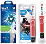 Oral-B Vitality 100 White Criss Cross Electric Rechargeable Toothbrush Powered By Braun & Kids Electric Rechargeable Toothbrush, Featuring Star Wars Characters-Oral Care Combo, 1 count